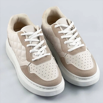 Damskie sznurowane półbuty sportowe beżowe (rc-50)