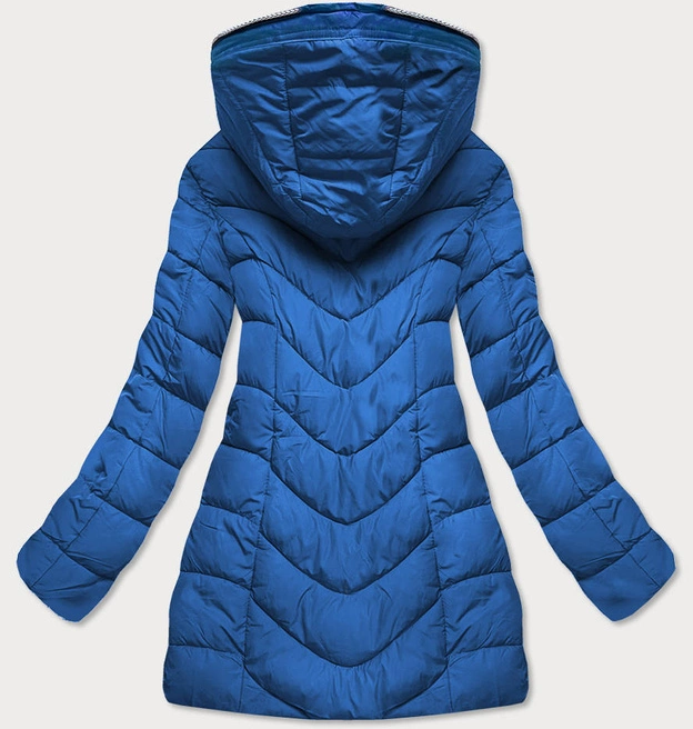 KURTKA ZIMOWA Z KAPTUREM NA FUTERKU NIEBIESKA (M21007)