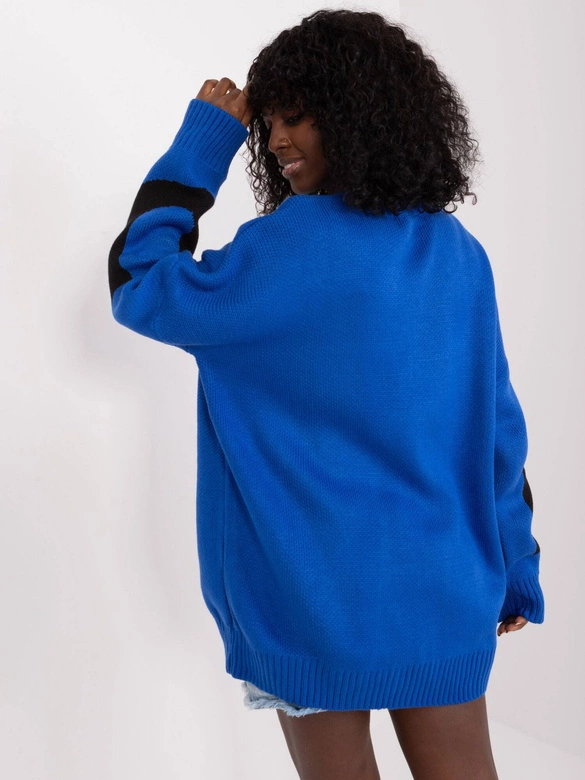 Damski sweter oversize ciemnoniebieski (8060)