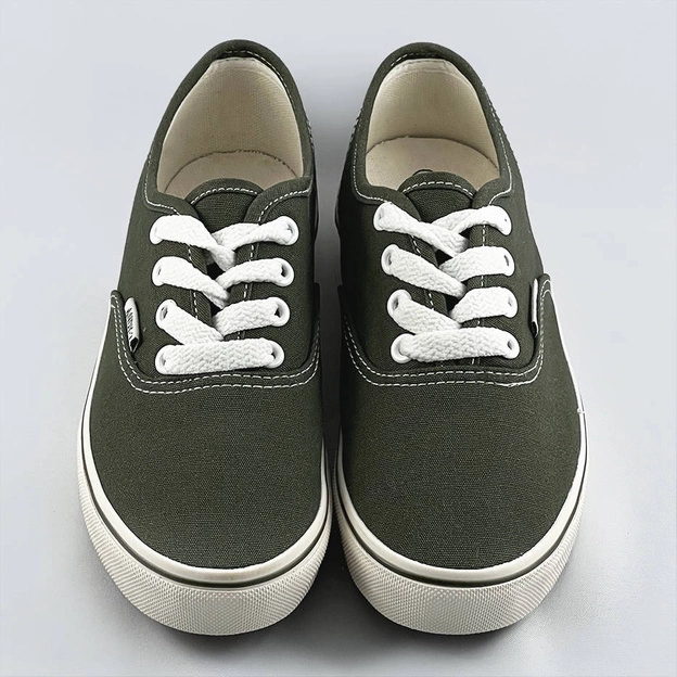 Sznurowane tenisówki damskie khaki (a8865)