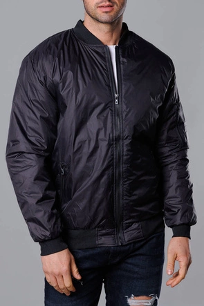 Męska kurtka bomberka z pikowaną podszewką czarno-czerwona (AK95-1A)