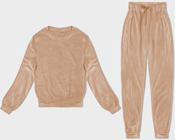 Welurowy dres damski migdałowy (8C1173-160)