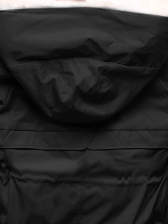 Parka damska zimowa z futerkiem czarny-beż (B557-1046)