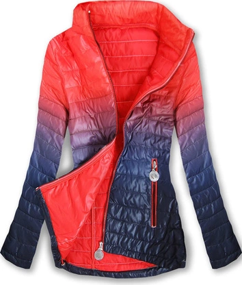 KURTKA OMBRE Z KAPTUREM CZERWONO-GRANATOWA (W616)