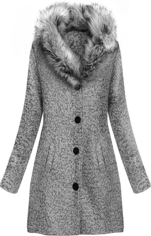 KRÓTKI PŁASZCZ ZE STÓJKĄ JASNOSZARY (536ART)