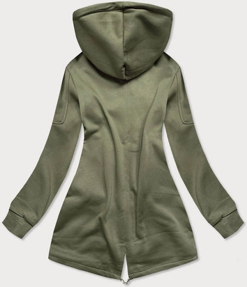 DŁUGA DAMSKA BLUZA Z KAPTUREM KHAKI (AMG705)