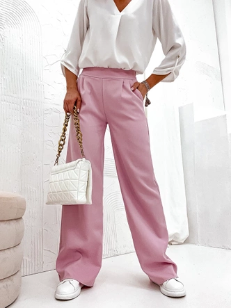 Eleganckie spodnie damskie pudrowy róż (8247)