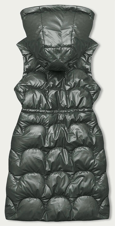 Taliowana kamizelka z kapturem khaki (B8173-11)