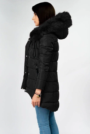 Asymetryczna kurtka damska zimowa czarna (x7670x)