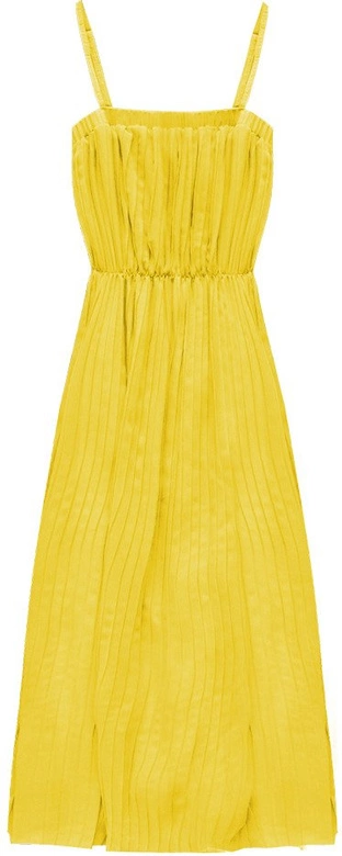 PLISOWANA SUKIENKA MIDI ŻÓŁTA (9247-1)