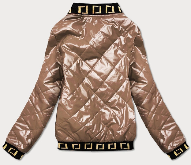 Błyszcząca kurtka damska bomberka karmelowa (b9798-46)