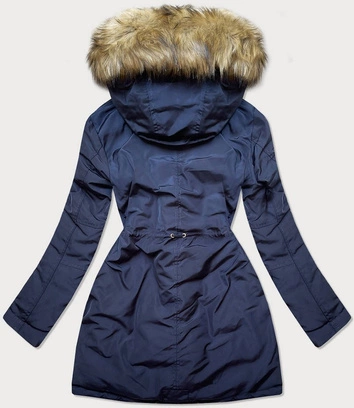 DWUSTRONNA KURTKA DAMSKA ZIMOWA Z KAPTUREM GRANATOWA (W707/1)