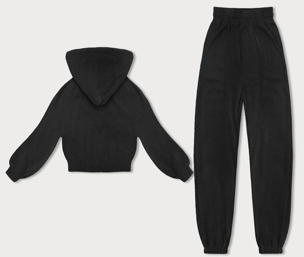 Komplet dresowy w prążki czarny (AMG-335A)