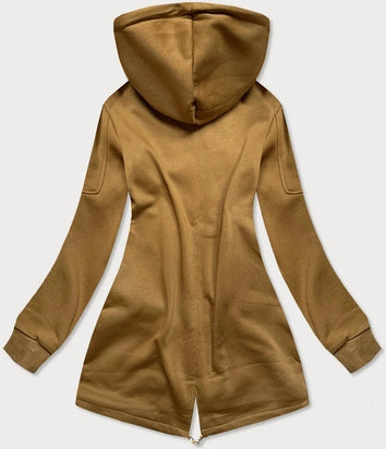 Długa damska bluza z kapturem musztardowa (amg705)