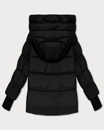 Pikowana kurtka damska z kapturem Libland czarna (LD-7747)