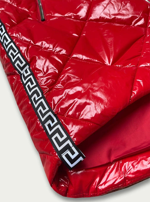 BŁYSZCZĄCA KAMIZELKA Z LAMÓWKAMI CZERWONA (7004BIG)