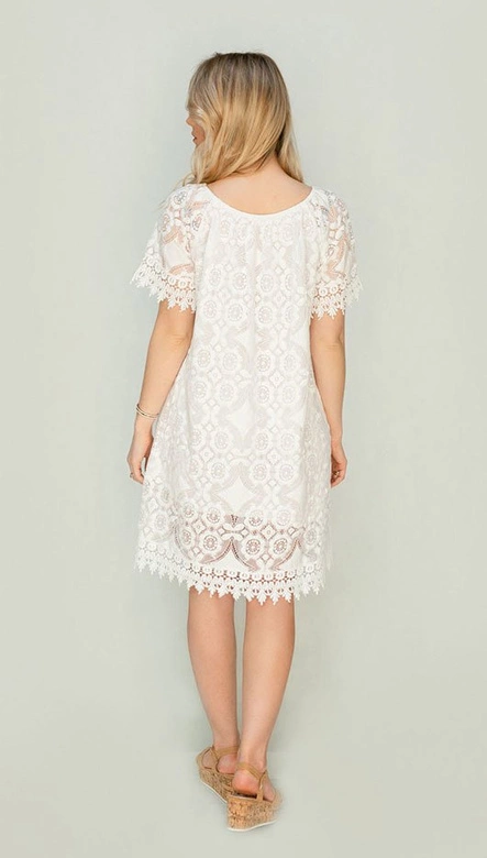 BAWEŁNIANA KORONKOWA SUKIENKA BIAŁA (357ART)
