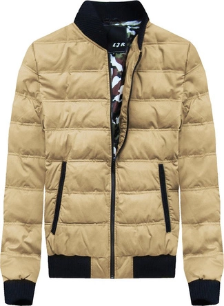 PIKOWANA KURTKA BOMBER BEŻOWA (069LJ)