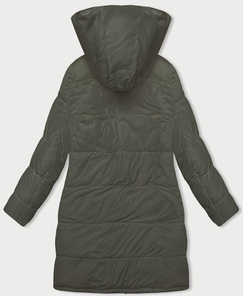 Gruba dwustronna kurtka zimowa damska czarny-khaki (V768g)
