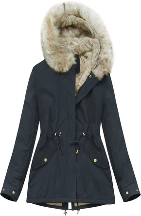 DAMSKA KURTKA ZIMOWA TYPU PARKA GRANATOWA (B2648)