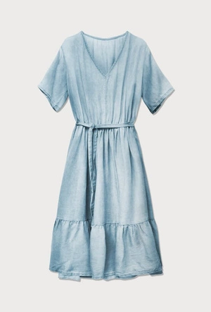 SUKIENKA JEANSOWA Z FALBANĄ BŁĘKITNA (391ART)