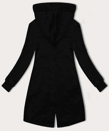 Rozpinana długa bluza damska z kapturem LHD czarna (AMG-693A)