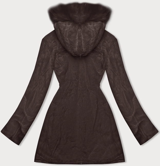 Dwustronna kurtka damska pikowana - futro brązowa (H-897-23)