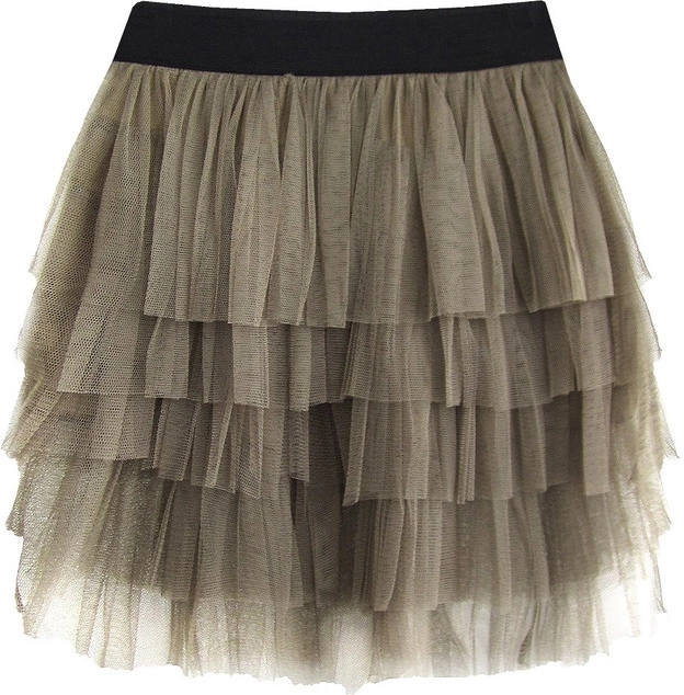 SPÓDNICA Z FALBANAMI OLIWKOWA (2231)