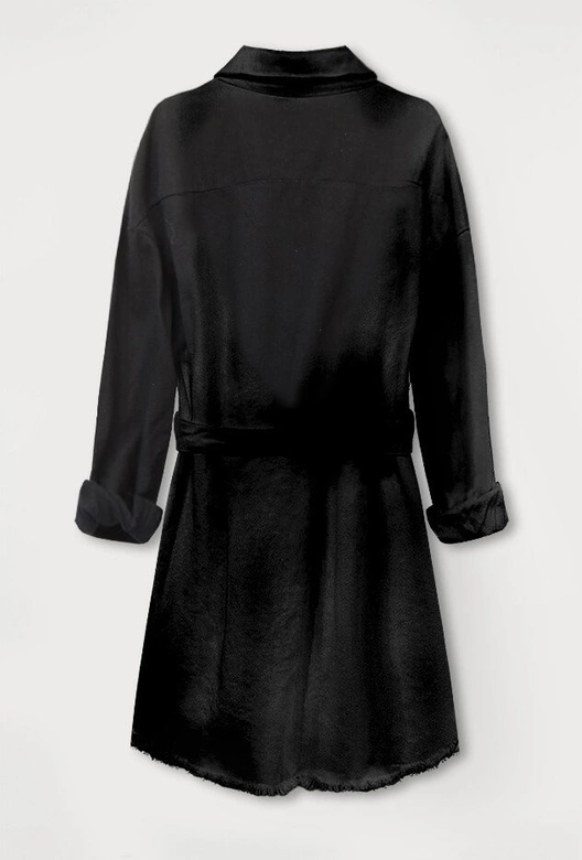 CIENKA JEANSOWA KURTKA DAMSKA Z PRZETARCIAMI CZARNA (581ART)