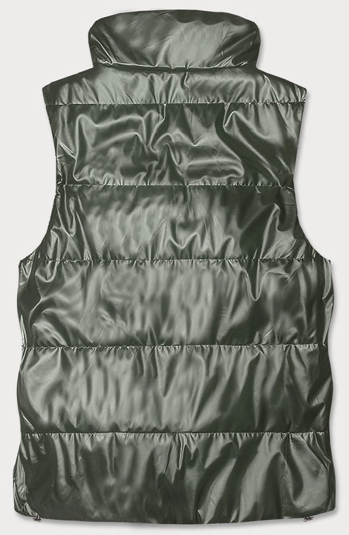 Krótka kamizelka ze stójką damska khaki (B8152-11)