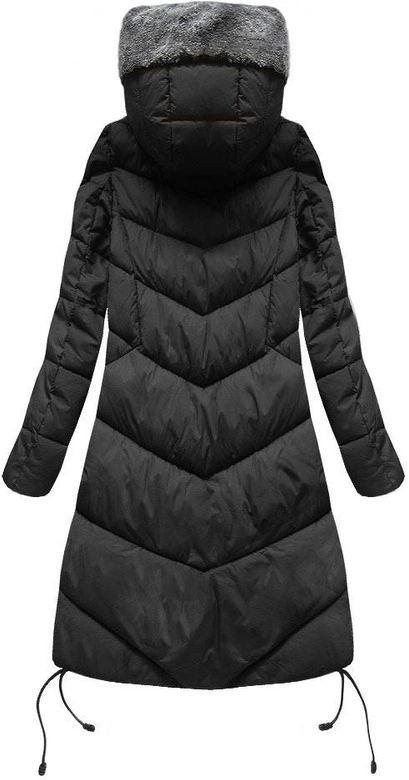 DŁUGA KURTKA ZIMOWA Z KAPTUREM CZARNA (7755BIG)