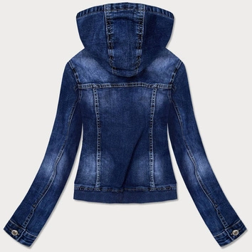 DAMSKA KURTKA JEANSOWA Z KAPTUREM GRANATOWA (5653-K)
