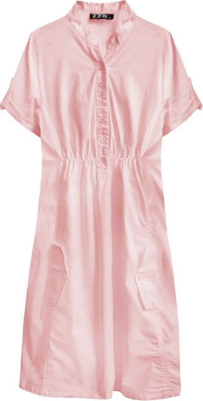 BAWEŁNIANA SUKIENKA KOSZULOWA PUDROWY RÓŻ (1052)