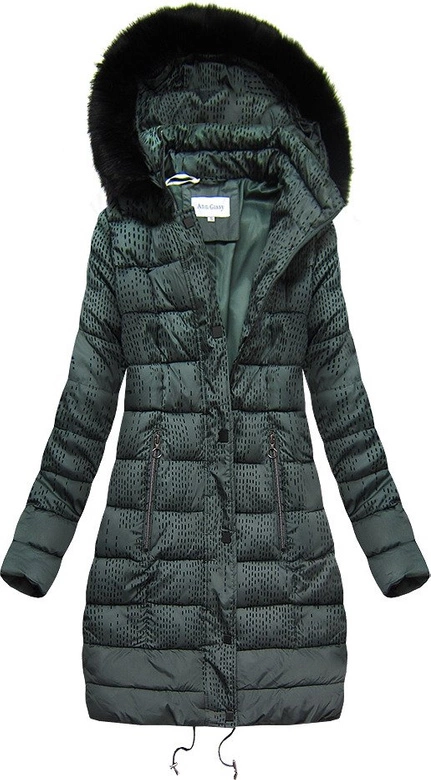 DAMSKA ZIMOWA PIKOWANA KURTKA Z KAPTUREM ZIELONA (J18-003)