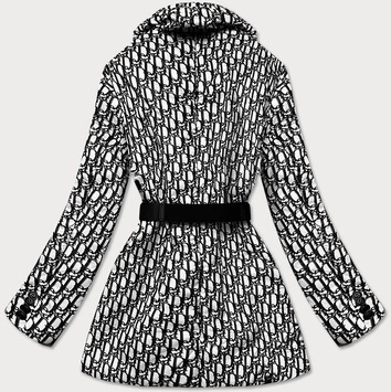 Lekka kurtka damska z paskiem biała (omdl015)