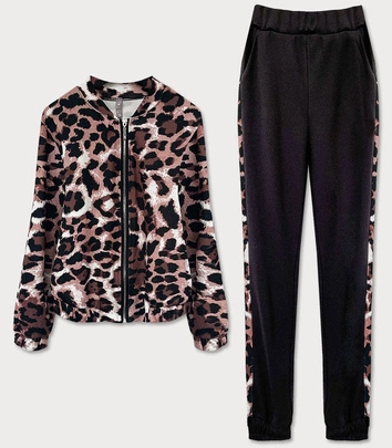 ELEGANCKI KOMPLET DRESOWY CZARNY/PANTERKA (21258)