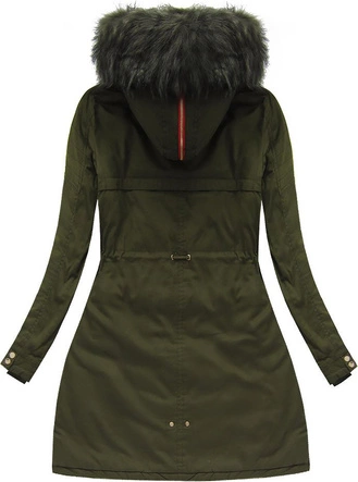 KURTKA DAMSKA ZIMOWA Z KAPTUREM KHAKI (W132)