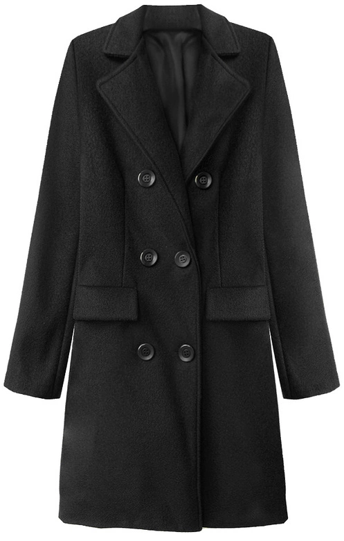 DWURZĘDOWY PŁASZCZ NA GUZIKI CZARNY (22791)