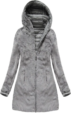 DWUSTRONNA KURTKA Z KAPTUREM SZARA (B7106)