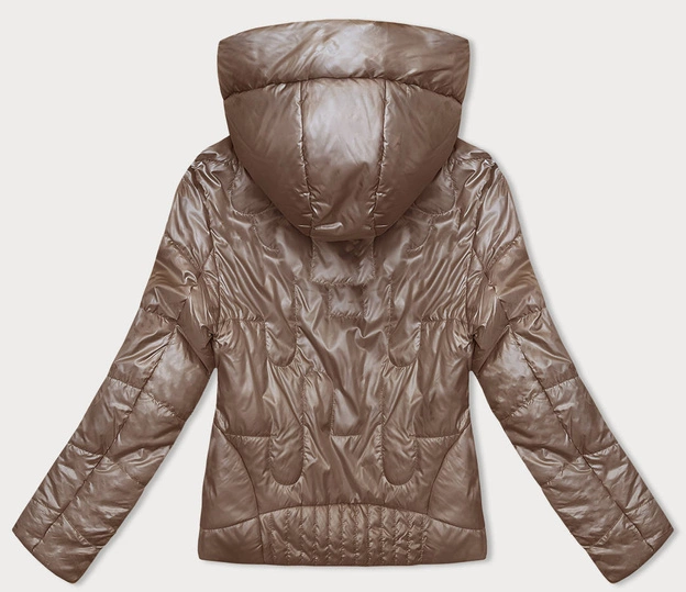 Pikowana krótka kurtka damska karmelowa (B8185-101)