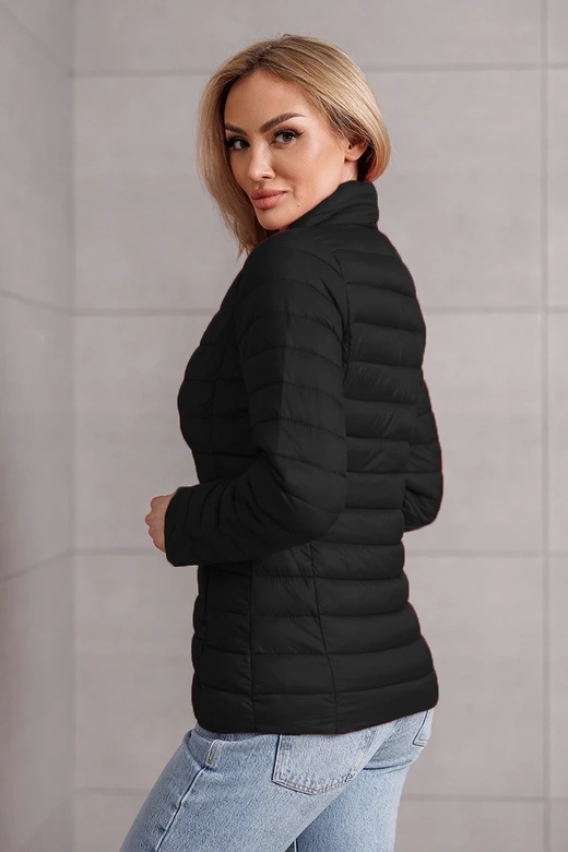 Pikowana kurtka damska ze stójką czarna (16M9111-392)
