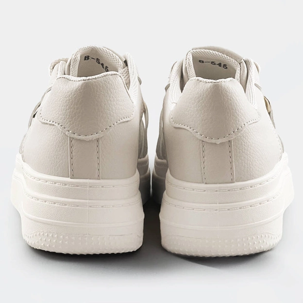 Sportowe buty z łańcuchem damskie beżowe (b-545)