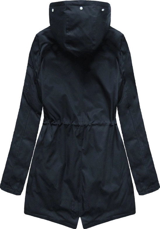 DWUSTRONNA ZIMOWA PARKA DAMSKA Z KAPTUREM GRANATOWO-CZERWONA (B2636)