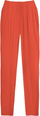 LUŹNE SPODNIE Z MARSZCZONĄ TALIĄ CEGLANE (9222)