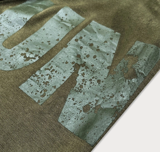 Męskie spodnie dresowe z nadrukiem khaki (8K191)