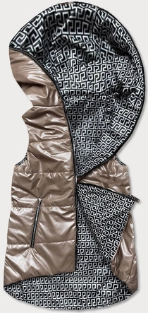 Rozkloszowany dwustronny bezrękawnik damski cappuccino (b8006-12)