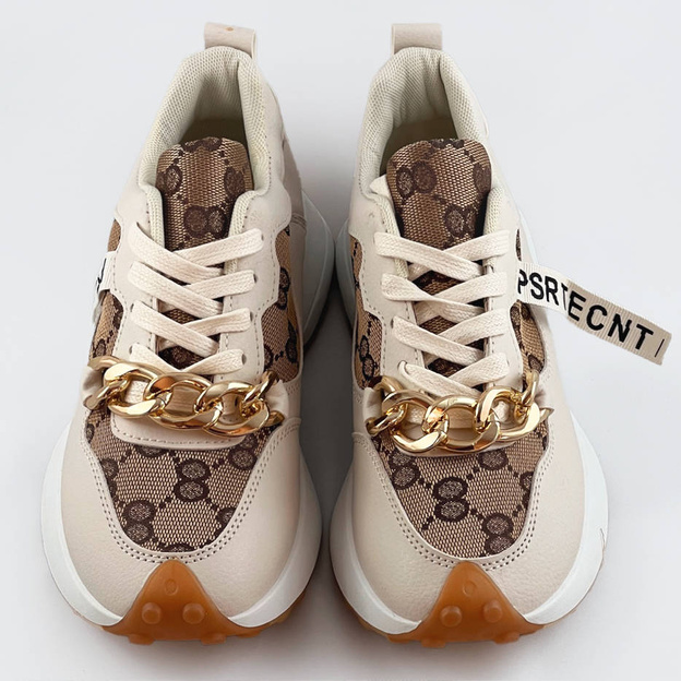 Buty sportowe z łańcuchem beżowe (n-205)
