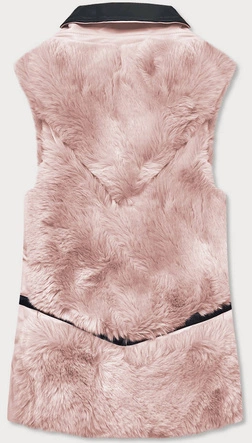 Elegancka kamizelka ekoskóra i futro łososiowa (br9593-12)