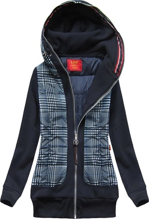 BLUZA Z ŁĄCZONYCH MATERIAŁÓW GRANATOWA (631)