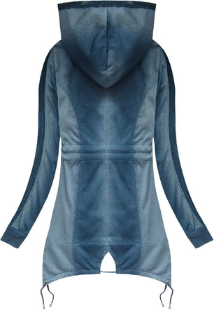 BLUZA Z HAFTAMI I KAPTUREM NIEBIESKA 1 (J205BS)